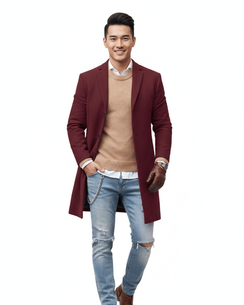 Norlan Manteau Homme à Boutonnage Simple – Coupe Ajustée & Style Moderne