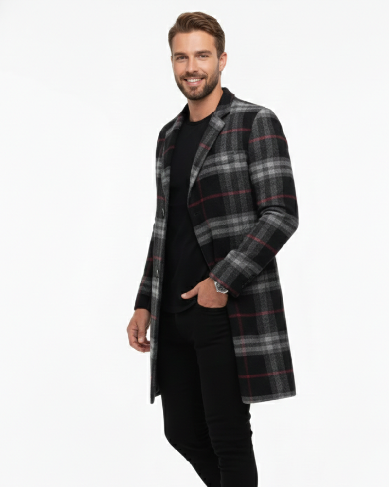 Donny Veste Uomo Elegante – Cappotto con Motivo Unico e Chiusura con Bottoni