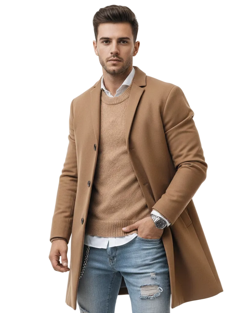 Norlan Manteau Homme à Boutonnage Simple – Coupe Ajustée & Style Moderne
