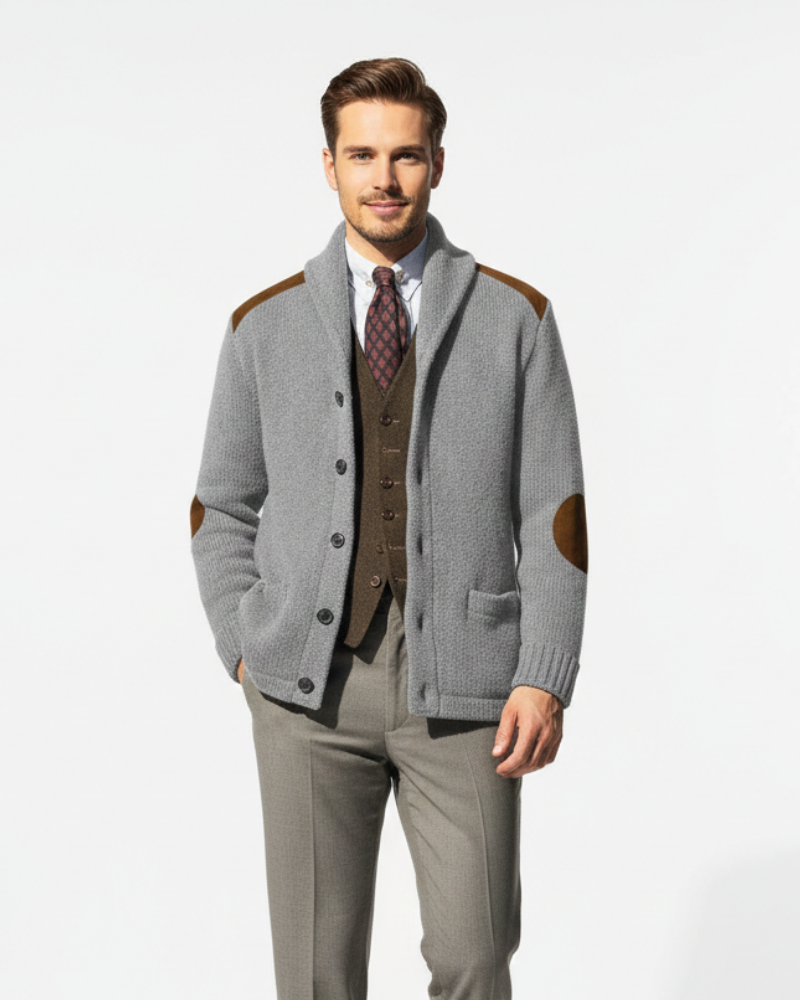 Evan Giacca Uomo Patchwork – Giacca Moderna con Tasche a Maglia, Stile Casual Elegante