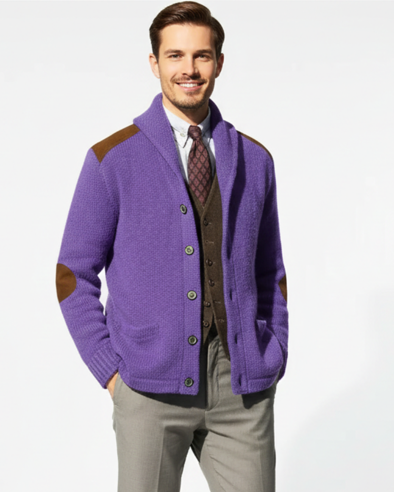 Evan Giacca Uomo Patchwork – Giacca Moderna con Tasche a Maglia, Stile Casual Elegante