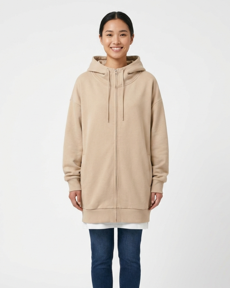 Remily Ženska Prevelika Majica s Kapuljačom na Patentni Zatvarač – Topla Majica s Kapuljačom i Udobnim Krojem