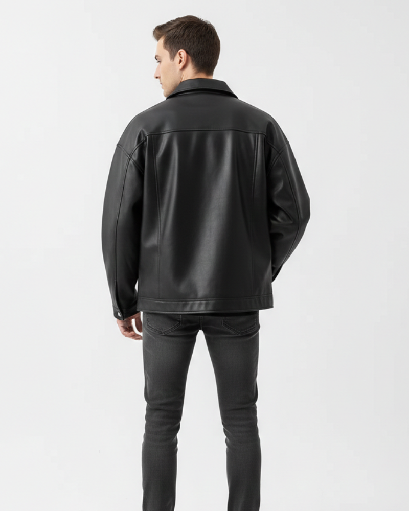 Чоловіча куртка Milan зі штучної шкіри – вільного крою з класичним коміром і застібкою-блискавкою