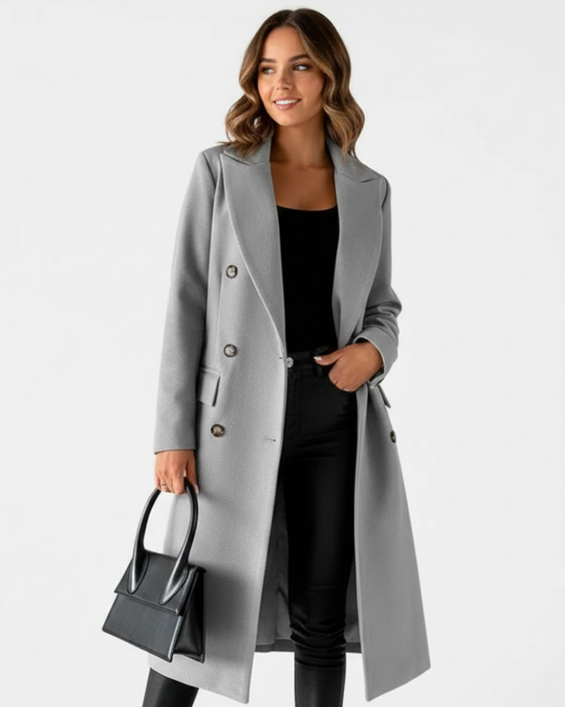 Zivory Casaco Comprido Feminino Elegante – Corte Refinado com Fecho de Botões