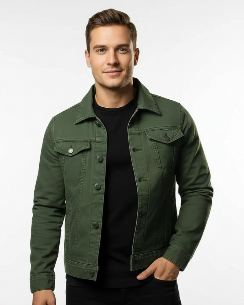 Zivex Chaqueta de Jean para Hombre – Denim Clásico de Algodón con Botones y Bolsillos en el Pecho