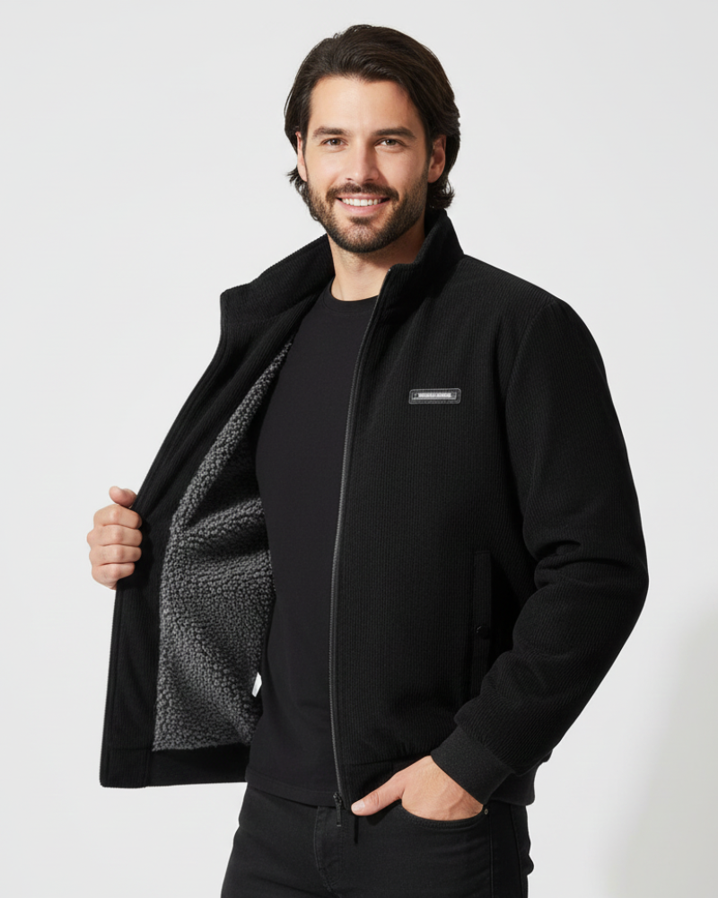 Glenn Veste Corduroy Pánska – Teplá Bunda Podšitá Sherpa s Pohodlným Strihom