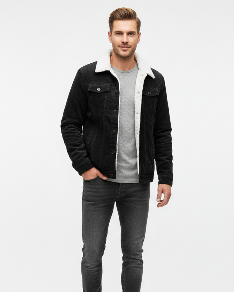 Mason Giacca Trucker Uomo – Velluto a Coste Foderato Sherpa con Collo Teddy e Bottoni Classici