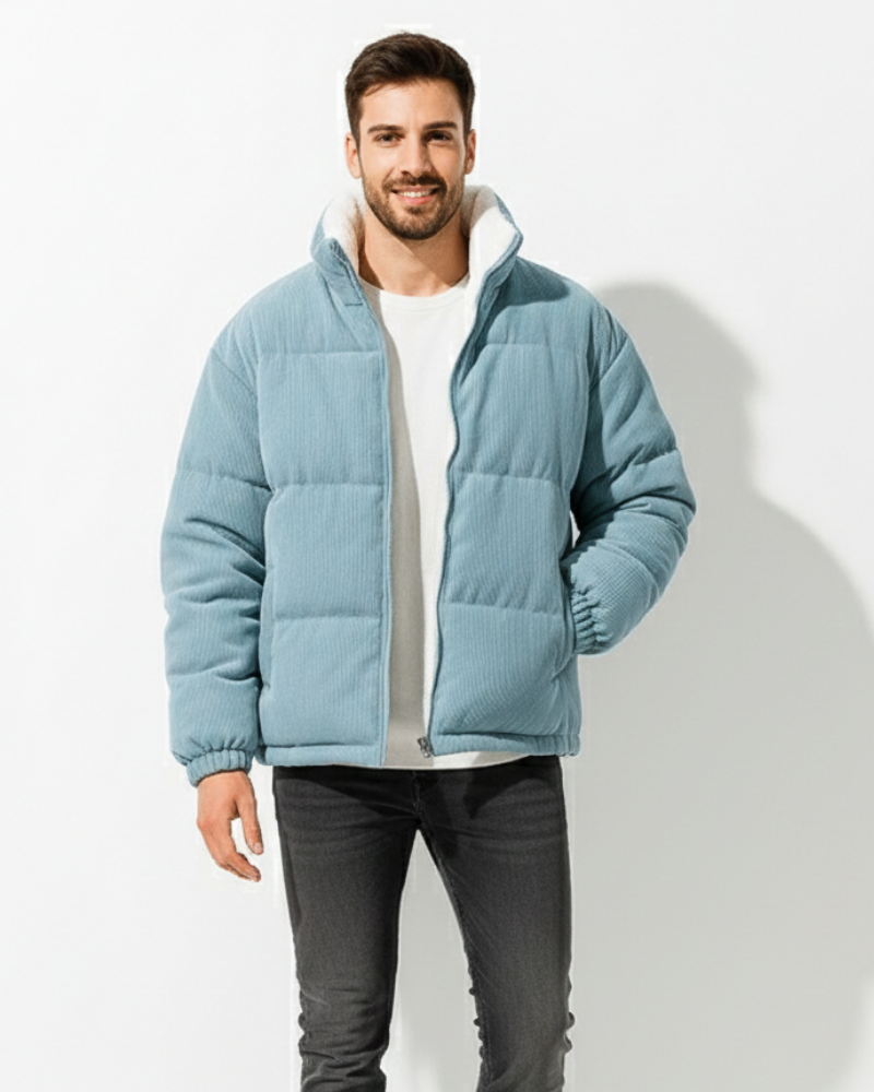 Daniel Giacca Uomo in Velluto a Coste – Giacca Foderata in Pile Caldo con Zip e Collo Alto