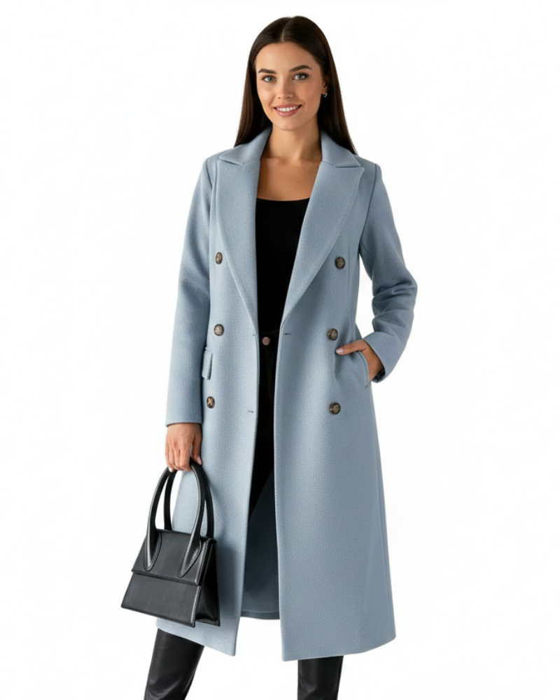 Zivory Casaco Comprido Feminino Elegante – Corte Refinado com Fecho de Botões