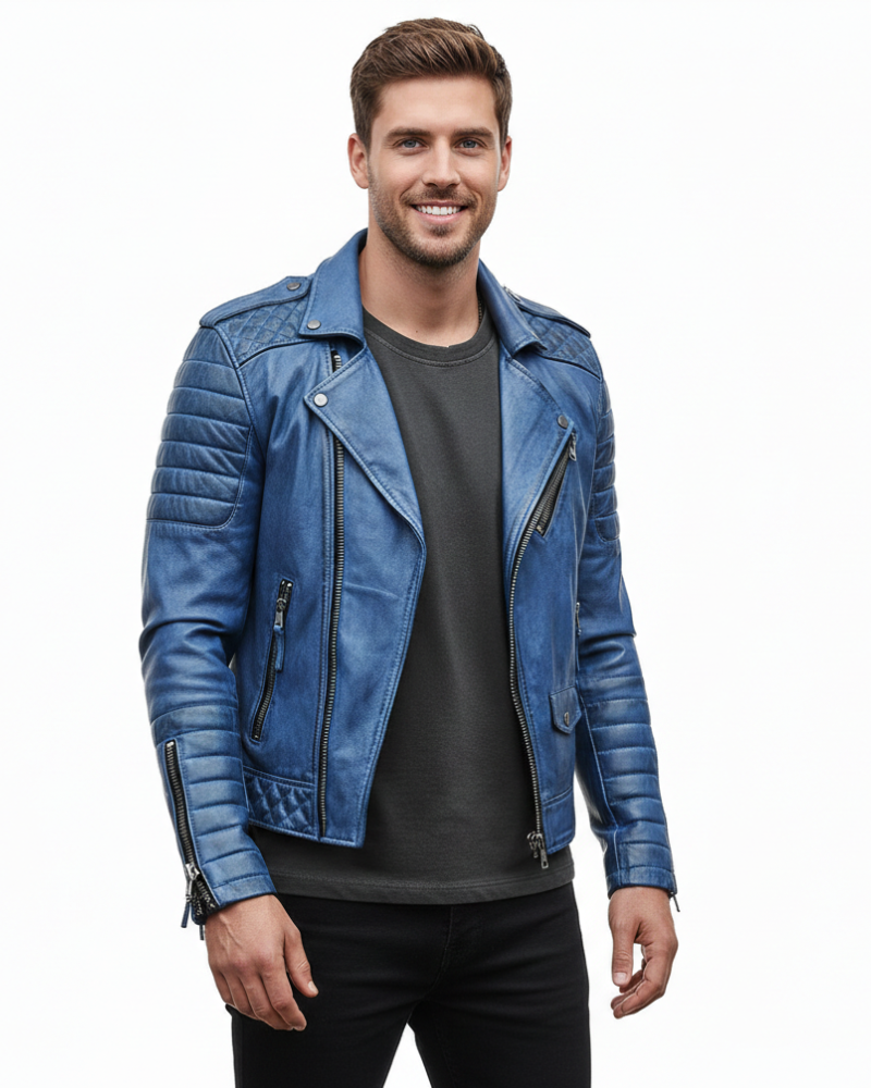 Amos Geacă Moto Bărbați cu Închidere cu Fermoar – Stil Modern & Croială Confortabilă