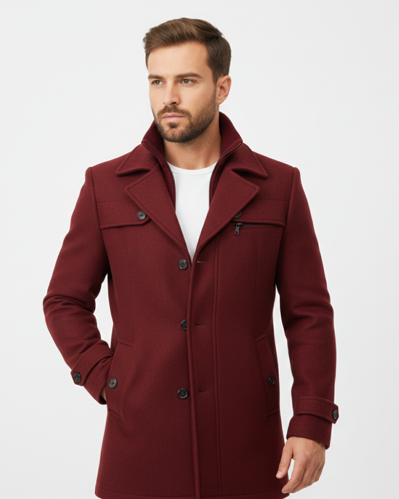 Edwin Pánsky Kabát – Slim Fit Dvojradové Zapínanie s Klasickým Golierom