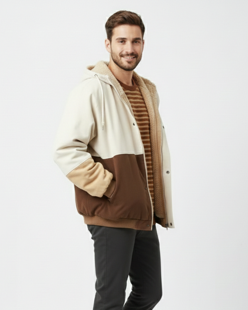 Pánska bunda Color Block Lorki – moderná patchworková bunda na jeseň a zimu