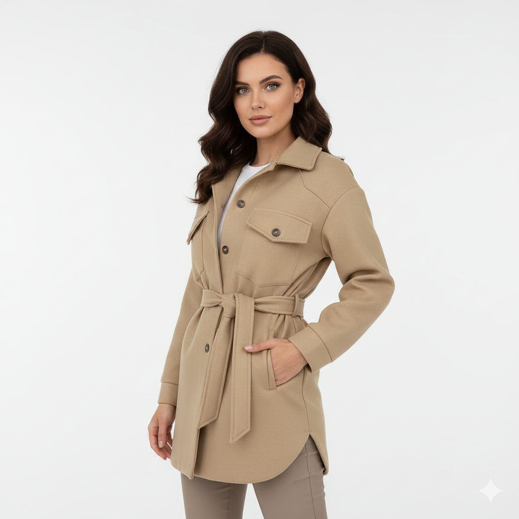 Jaze Mode Women's Polo Jacket – Casual Fit with Notched Collar & Buttoning