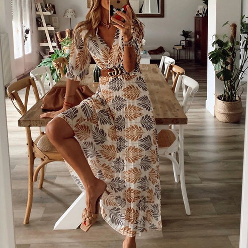 Abito lungo da donna Philippa - Eleganza floreale e comfort per le occasioni speciali