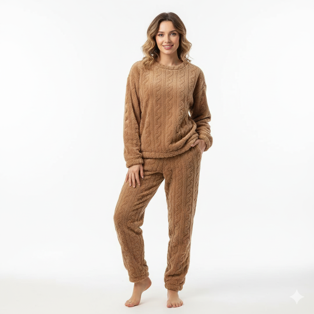 Jheyda WinterSoft Πυτζάμα Unisexe από Coral Fleece – Ζεστό και Απαλό Σετ για Χειμώνα & Χαλάρωση