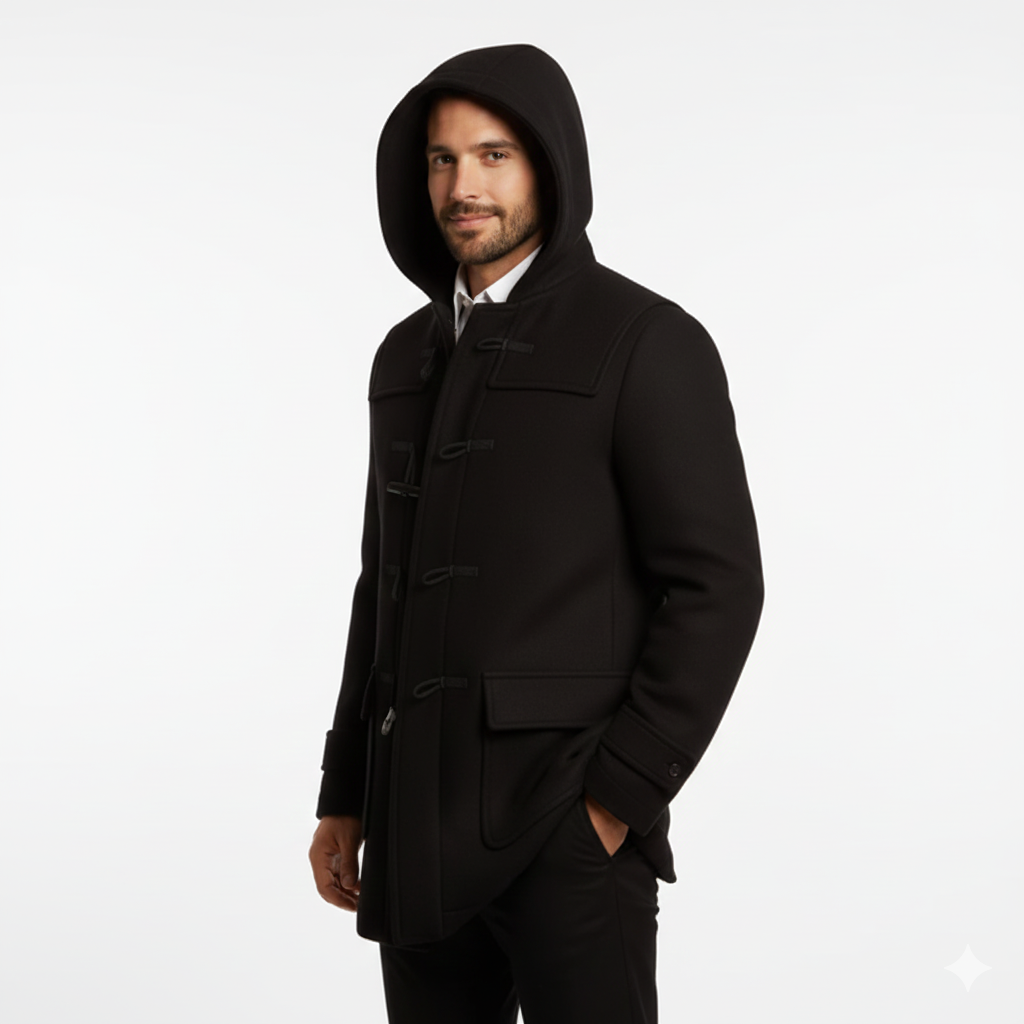 Joen Trench Long Homme – Manteau Scandinave à Capuche avec Boutons en Corne & Style Rétro