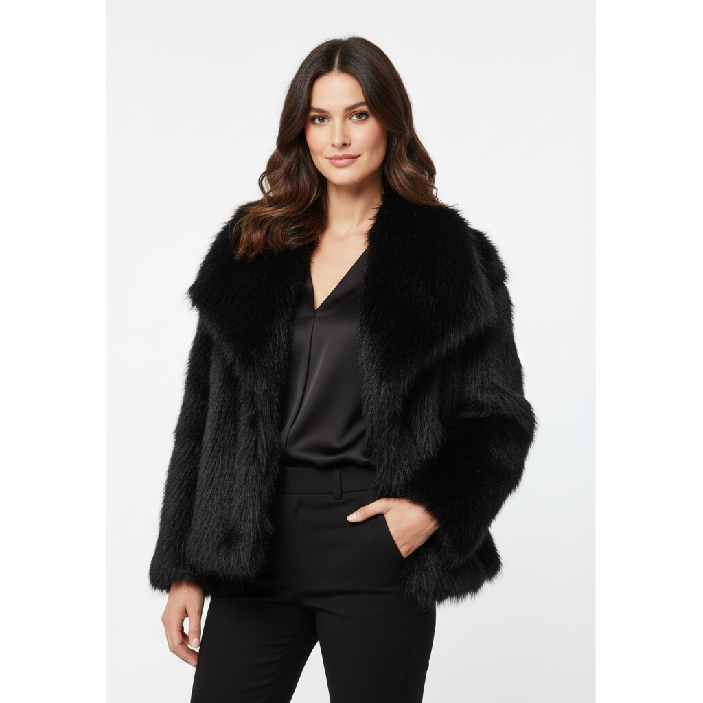 Julien Manteau Faux-Fur Femme – Veste Hiver Douce & Chaude avec Coupe Décontractée Élégante