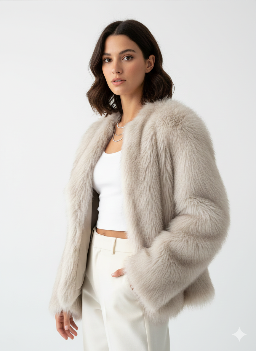 Julien Manteau Faux-Fur Femme – Veste Hiver Douce & Chaude avec Coupe Décontractée Élégante