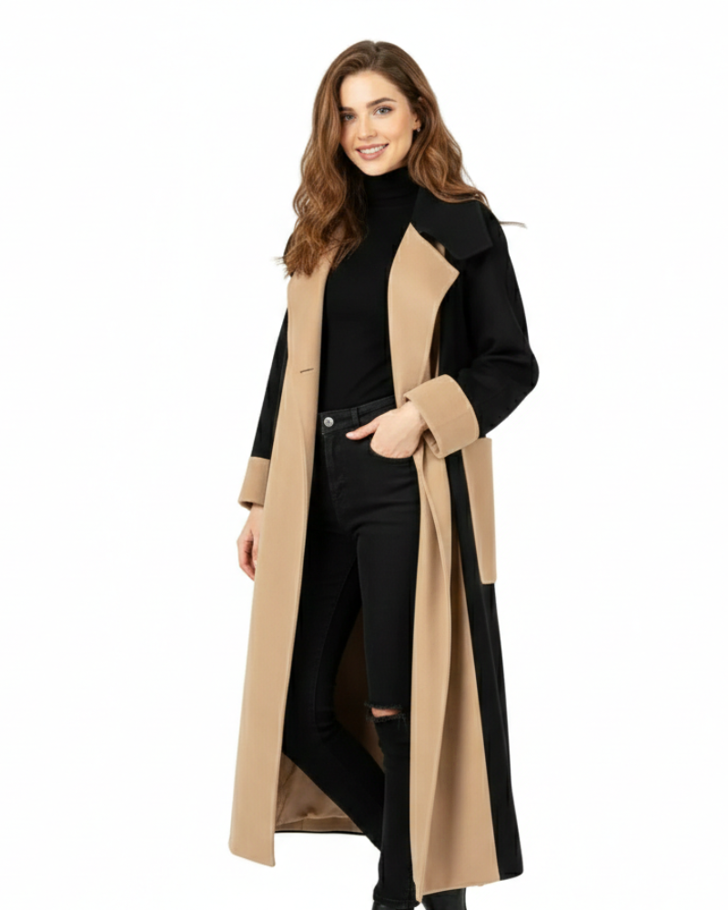 Katherine Manteau Damen Zweifarbig – Gerader Schnitt, Mittellange Länge & Alltagsstil