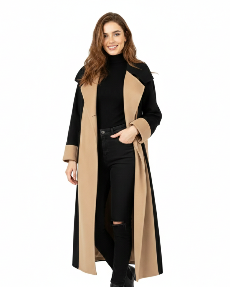 Katherine Manteau Damen Zweifarbig – Gerader Schnitt, Mittellange Länge & Alltagsstil