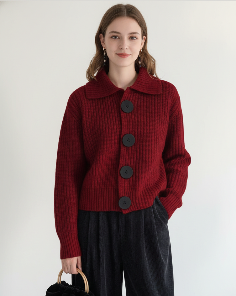 Cardigan da donna Kyrie con bottoni – Maglia lavorata a rilievo, maniche lunghe e stile versatile