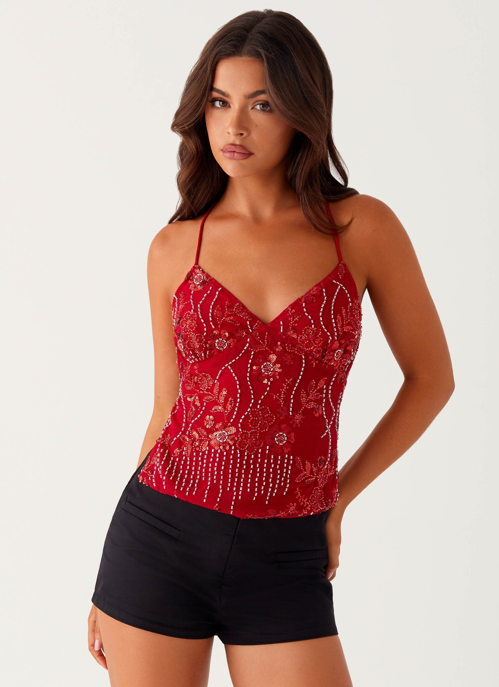 Top glamour da donna Steffi – Elegante camicetta con finitura lucida e vestibilità comoda