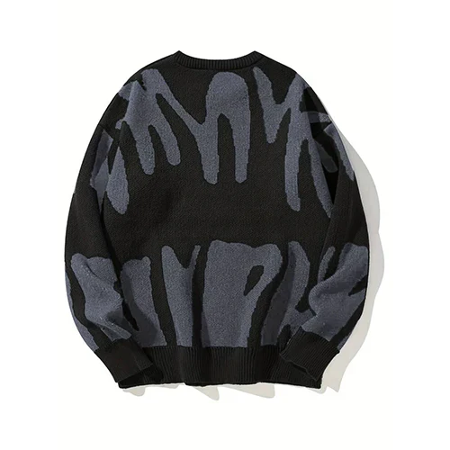 Monica Pull Femme – Graphique Noir & Blanc, Motif Abstrait au Style Moderne