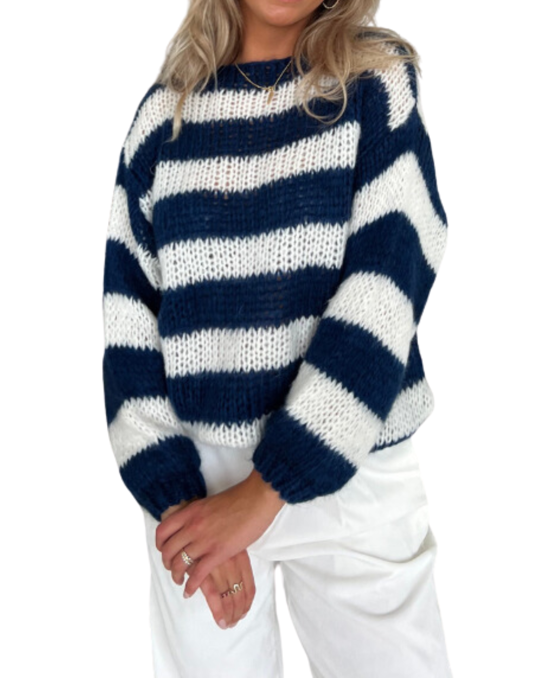 Maglione lavorato a maglia da donna Louisa – Maglione oversize a righe in materiale morbido con un design alla moda