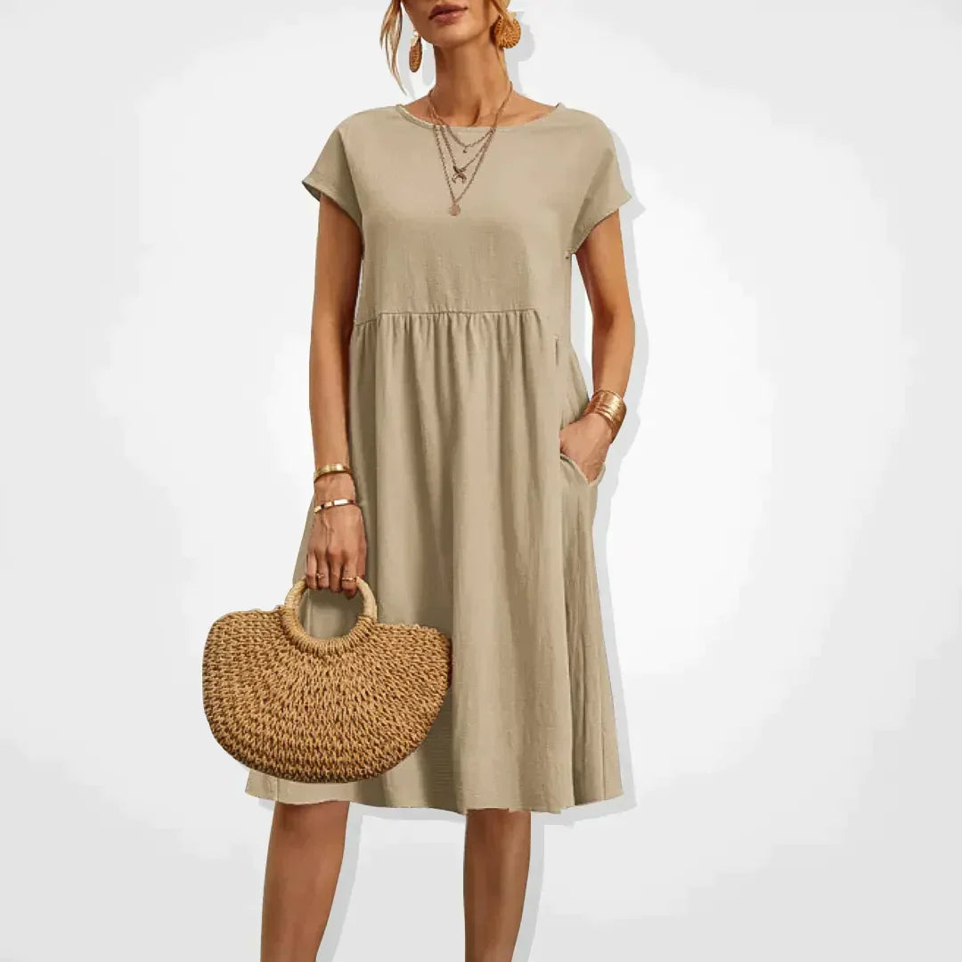Abito estivo da donna Aria - Comodo abito stile impero con tasche e maniche corte leggere