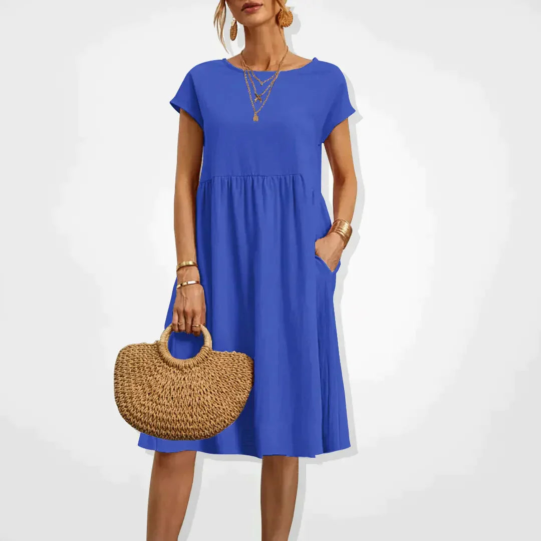 Abito estivo da donna Aria - Comodo abito stile impero con tasche e maniche corte leggere