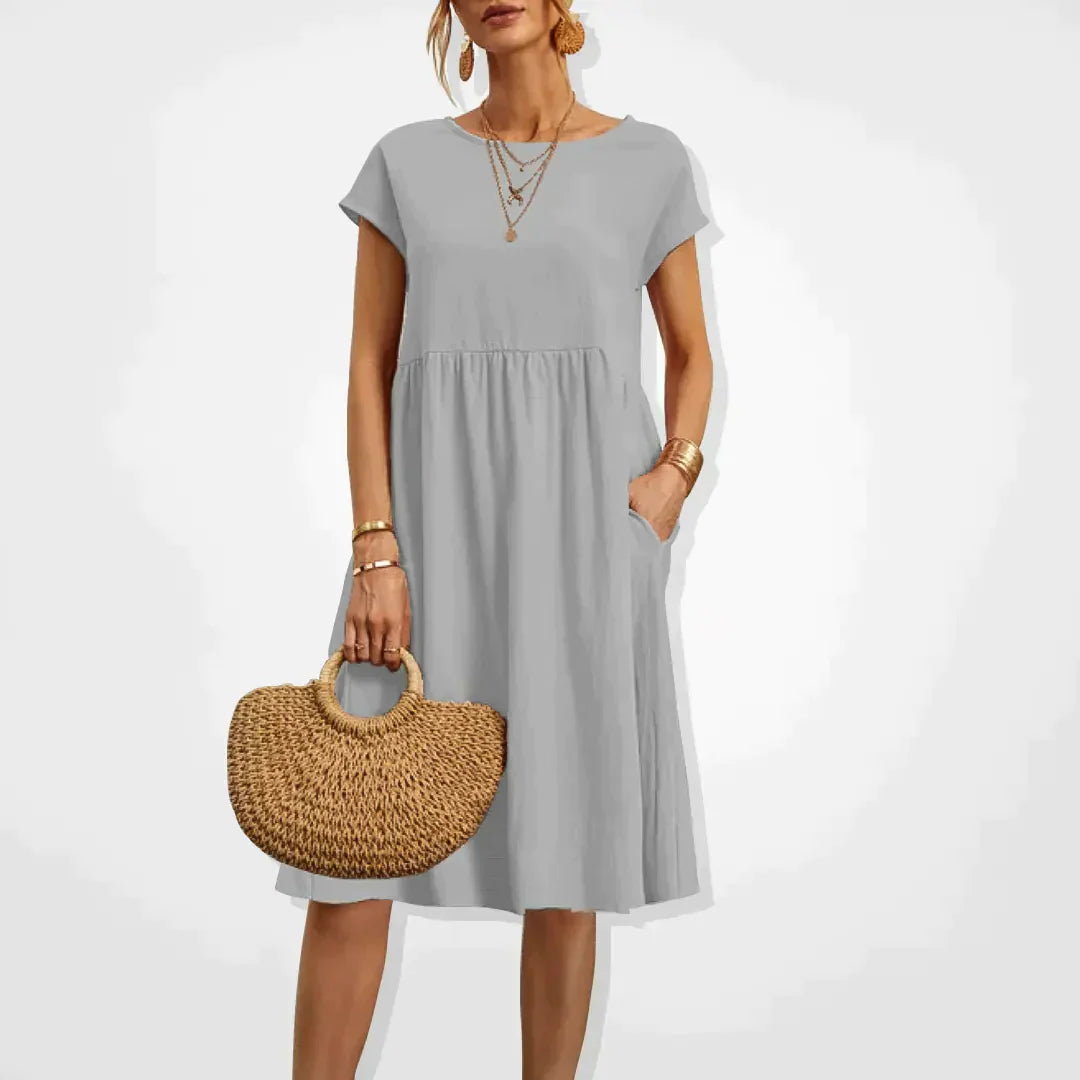 Abito estivo da donna Aria - Comodo abito stile impero con tasche e maniche corte leggere