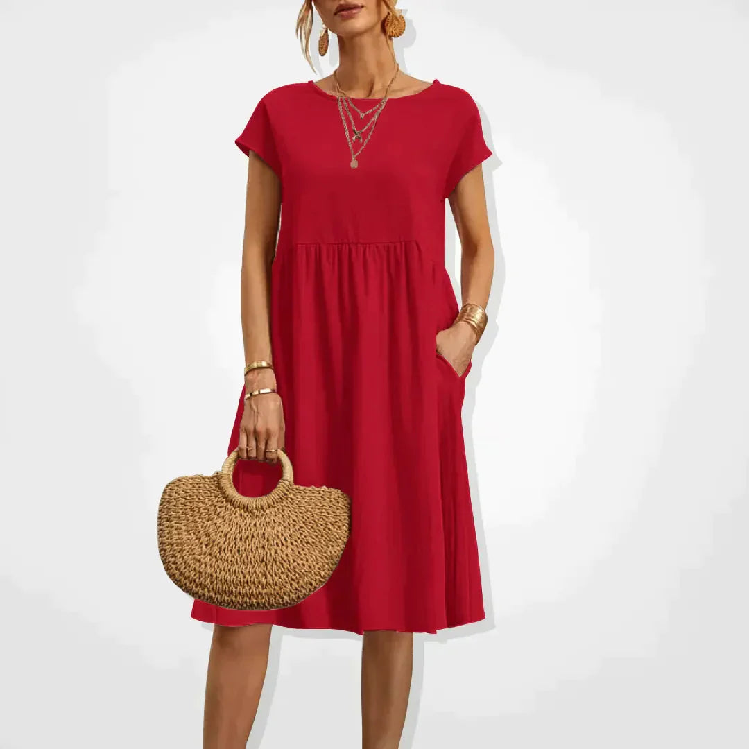Abito estivo da donna Aria - Comodo abito stile impero con tasche e maniche corte leggere