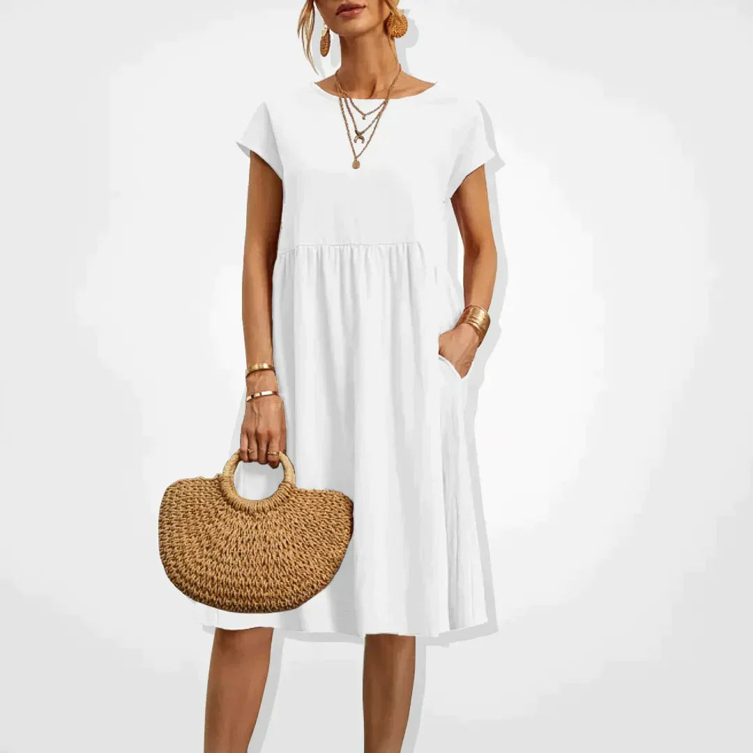 Abito estivo da donna Aria - Comodo abito stile impero con tasche e maniche corte leggere