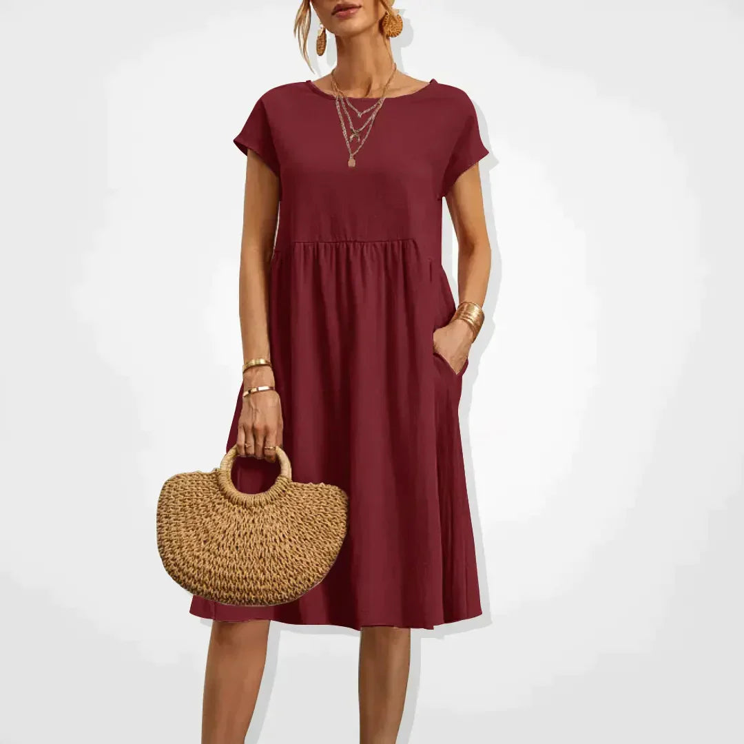 Abito estivo da donna Aria - Comodo abito stile impero con tasche e maniche corte leggere