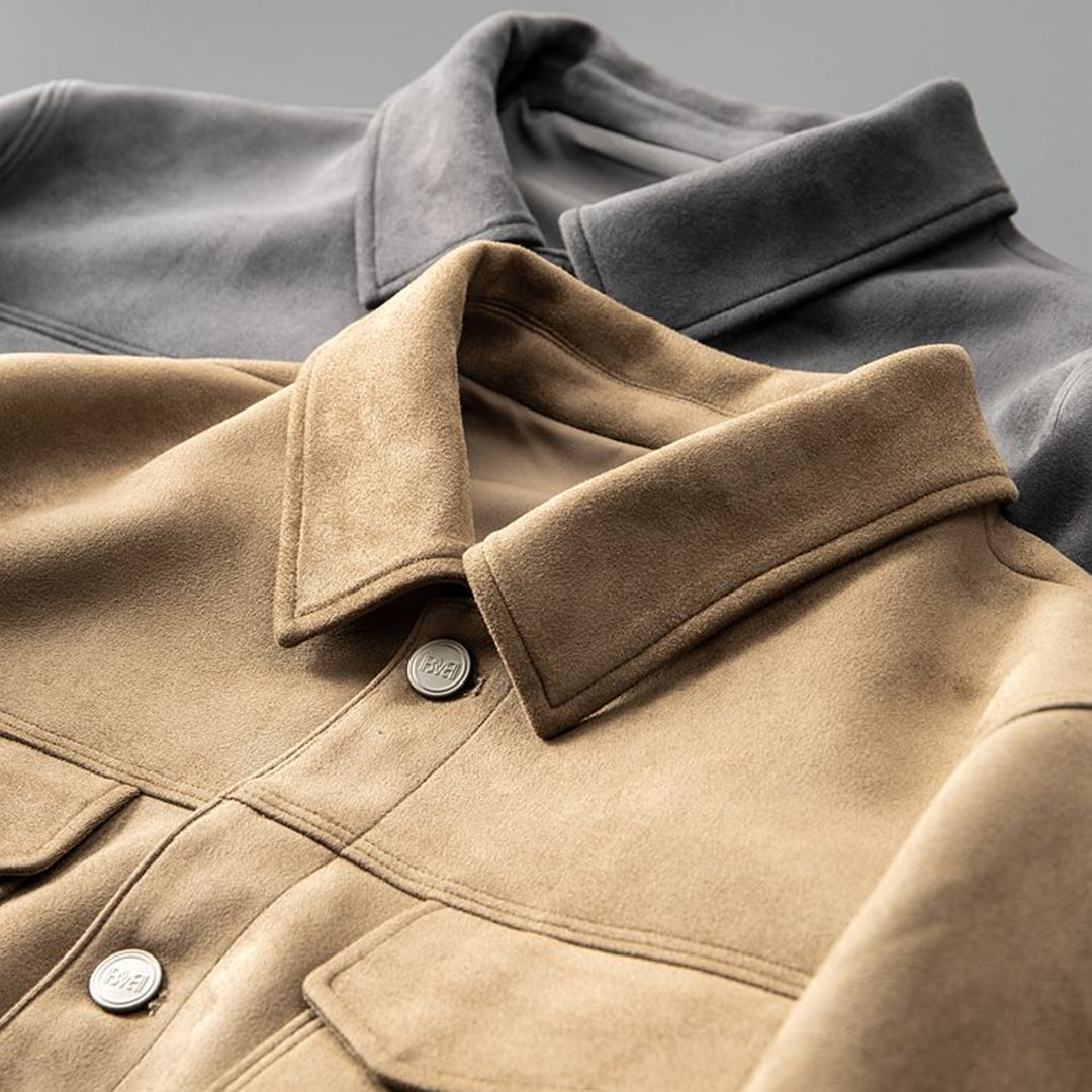 Alaric Veste Homme en Daim – Boutons Élégants, Col Raffiné & Style Classique Décontracté
