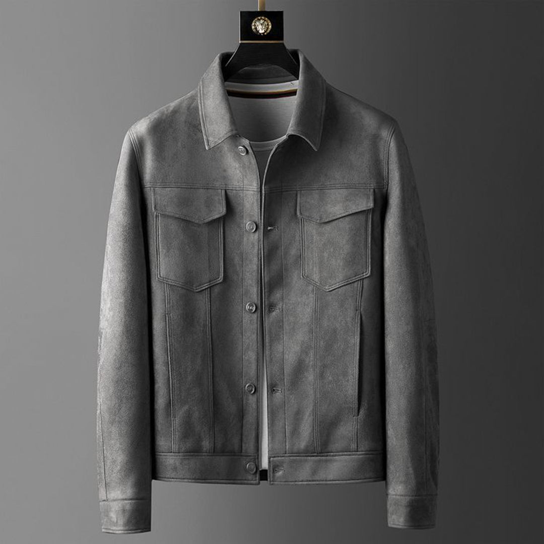 Alaric Veste Homme en Daim – Boutons Élégants, Col Raffiné & Style Classique Décontracté