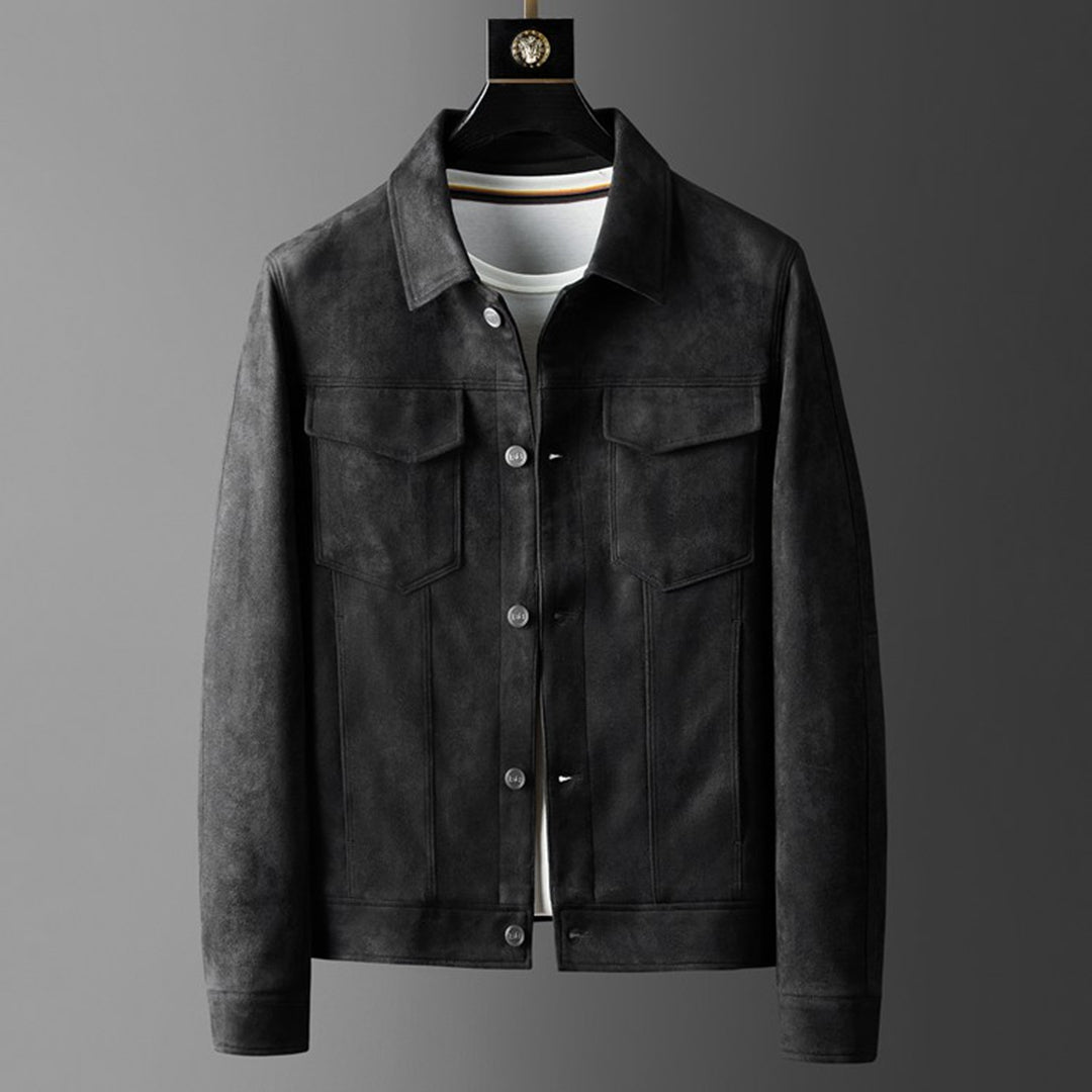 Alaric Veste Homme en Daim – Boutons Élégants, Col Raffiné & Style Classique Décontracté