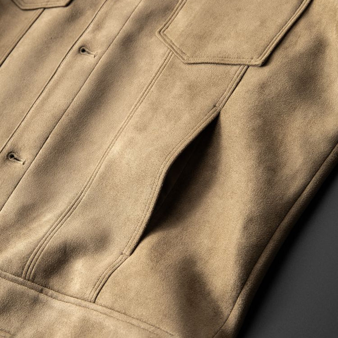 Alaric Veste Homme en Daim – Boutons Élégants, Col Raffiné & Style Classique Décontracté
