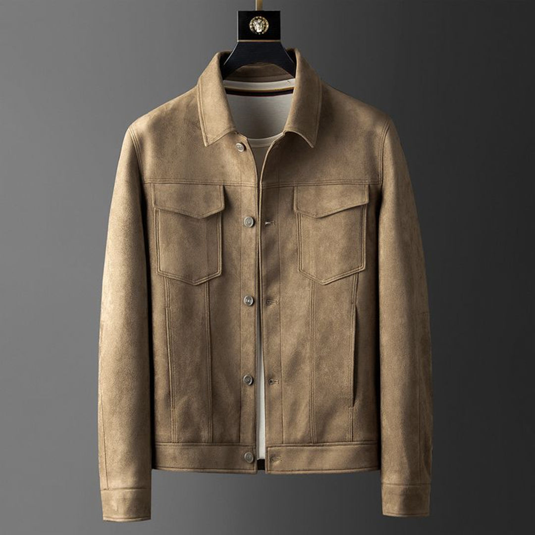 Alaric Veste Homme en Daim – Boutons Élégants, Col Raffiné & Style Classique Décontracté