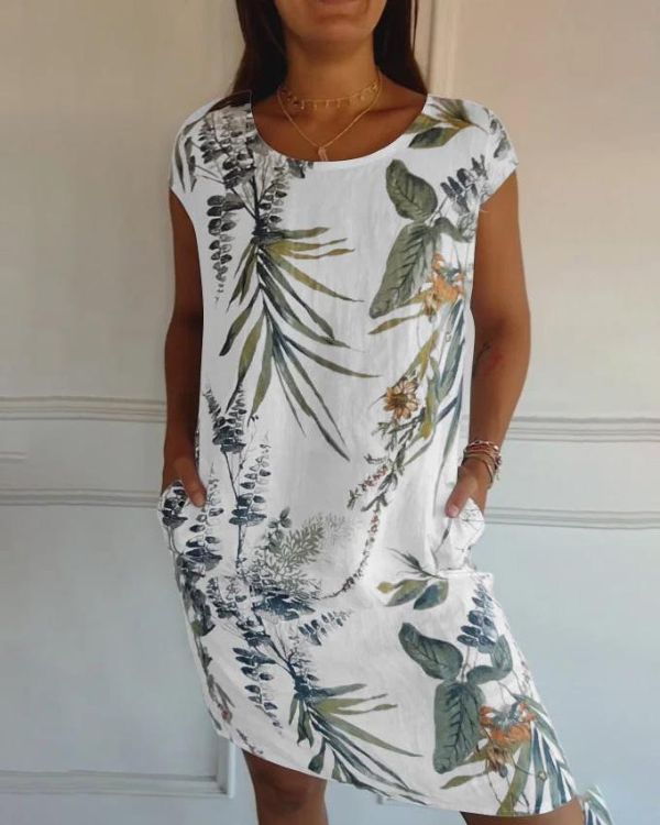 Abito estivo da donna Azalea - Cotone-lino leggero e lusinghiero per il tempo libero e i viaggi