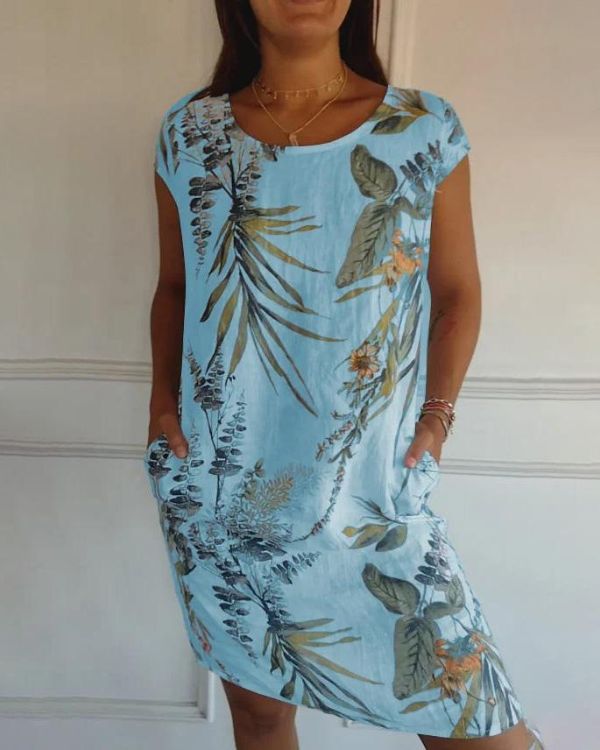 Abito estivo da donna Azalea - Cotone-lino leggero e lusinghiero per il tempo libero e i viaggi