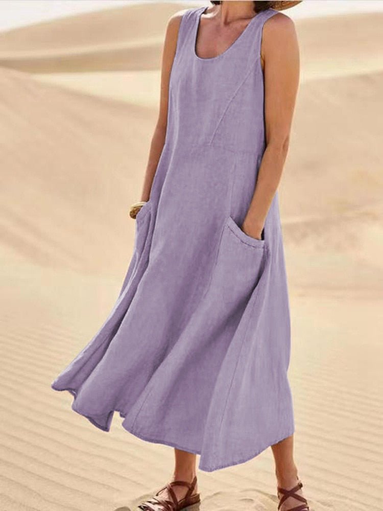 Nicole Robe d’Été Femme – Robe Fluide en Tissu Respirant avec Coupe Décontractée & Élégante