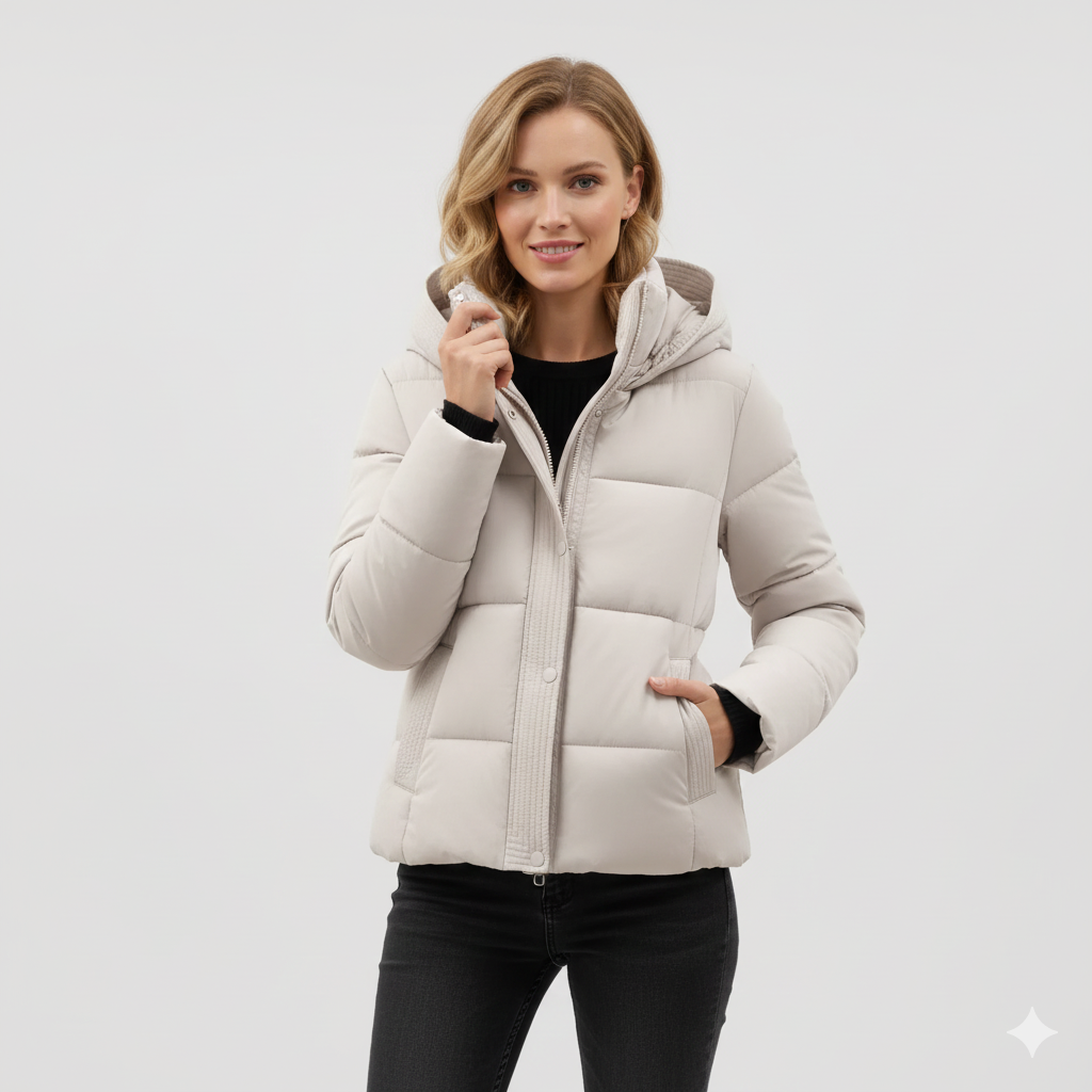 Leyna Doudoune Femme – Manteau Ceinturé avec Capuche Chaude & Coupe Élégante