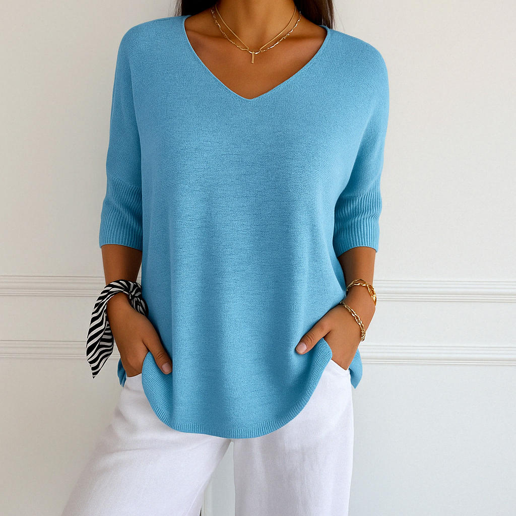 Maglione con scollo a V da donna Coraline: maglia fine, morbida ed elegante per uno stile raffinato
