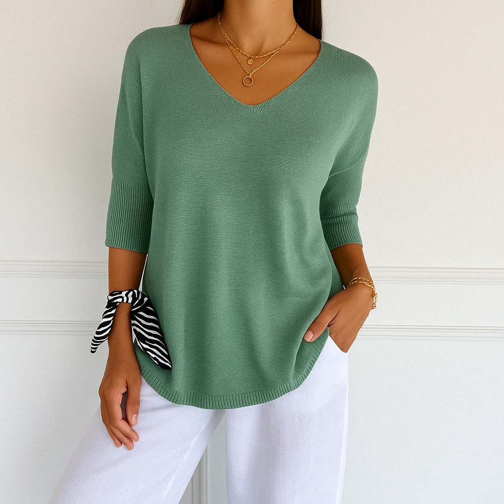 Maglione con scollo a V da donna Coraline: maglia fine, morbida ed elegante per uno stile raffinato