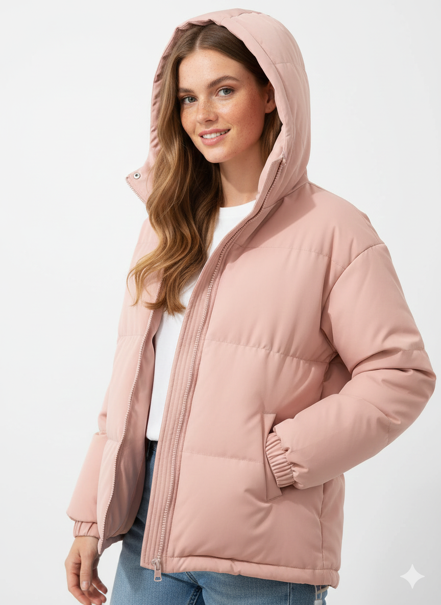 Lindy Veste Matelassée Femme – Manteau Chaud avec Capuche & Coupe Droite Confortable