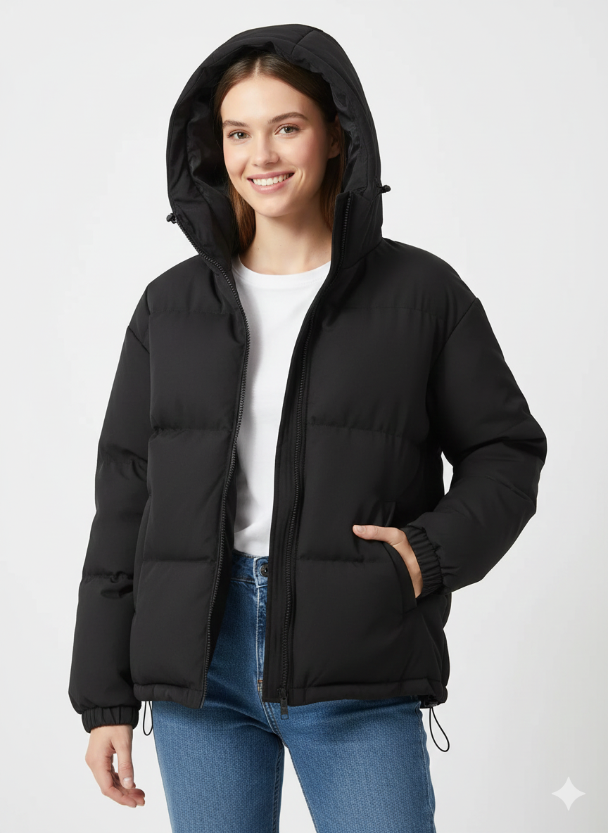 Lindy Veste Matelassée Femme – Manteau Chaud avec Capuche & Coupe Droite Confortable