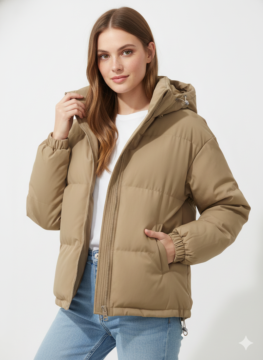 Lindy Veste Matelassée Femme – Manteau Chaud avec Capuche & Coupe Droite Confortable