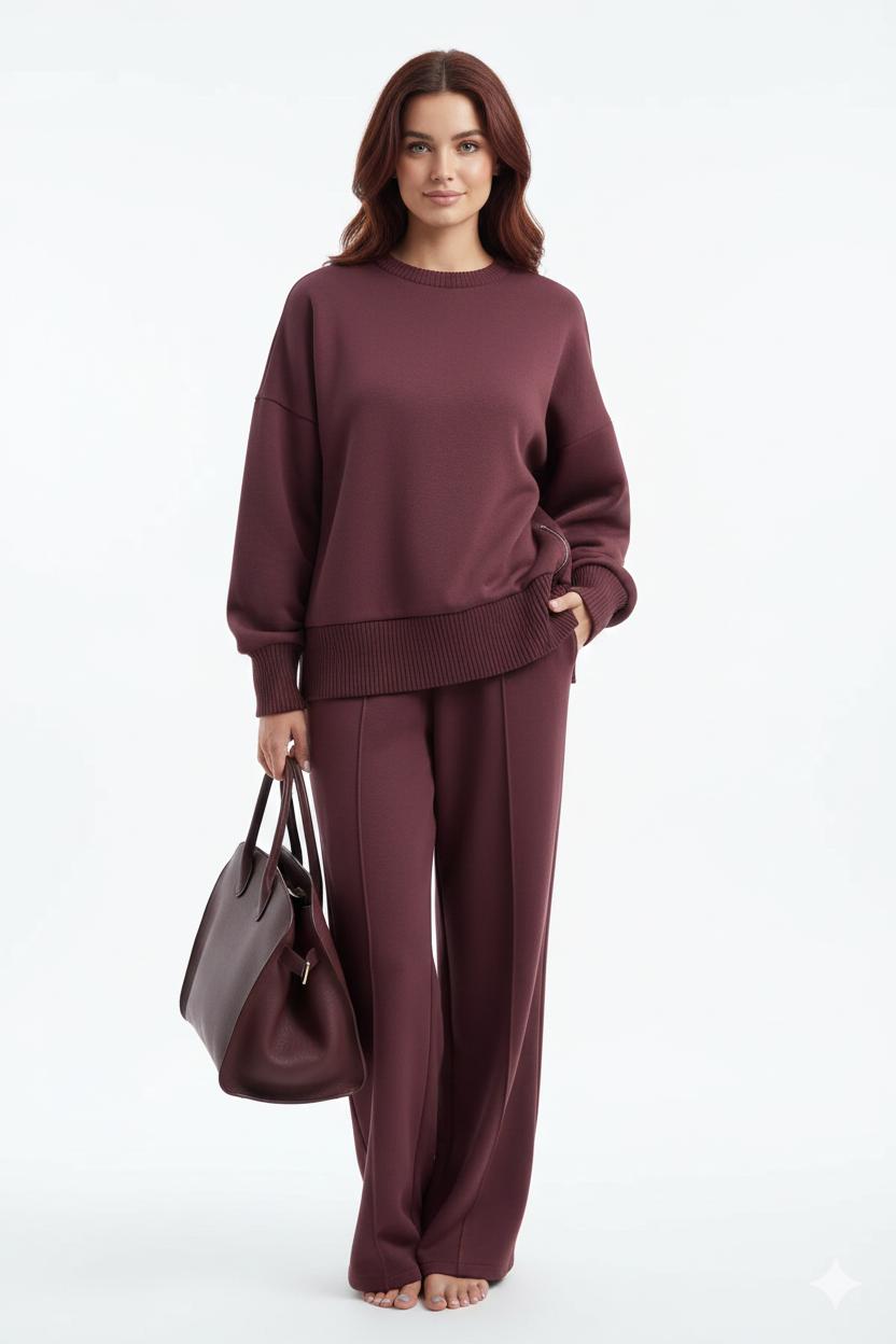 Σετ Ένδυσης Χαλάρωσης Lindy για Γυναίκες Κομψό – Φούτερ Oversize & Φαρδύ Παντελόνι Άνετο Σικ