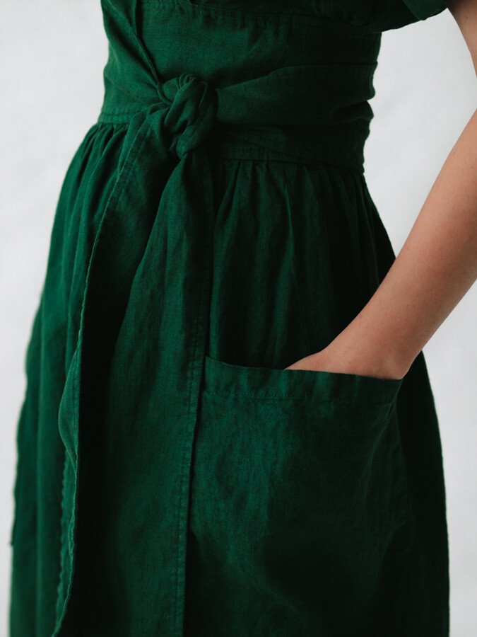 Abito avvolgente in lino da donna Léonie - Abito elegante e leggero con vestibilità regolabile per l'estate